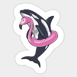 Funny Orca Flamingo Pool Party Men Women Kids Beach Summer Sticker